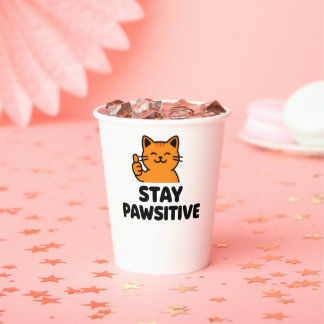 restez pawsitive joli chat roux gobelet en papier