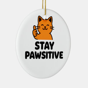 restez pawsitive joli chat roux ornement
