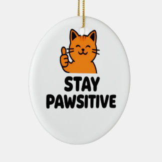 restez pawsitive joli chat roux ornement