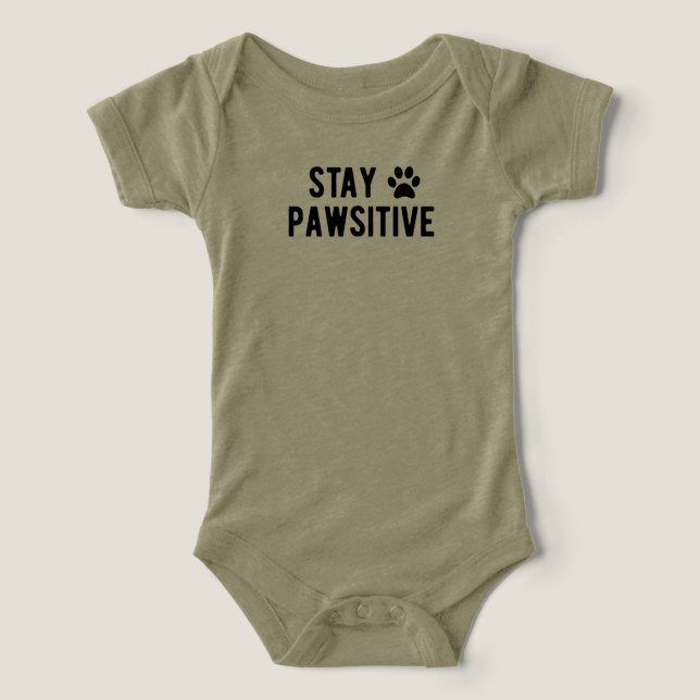 Restez Pawsitive Mignon Empreinte de Patte Vert Ol (Design Recto)