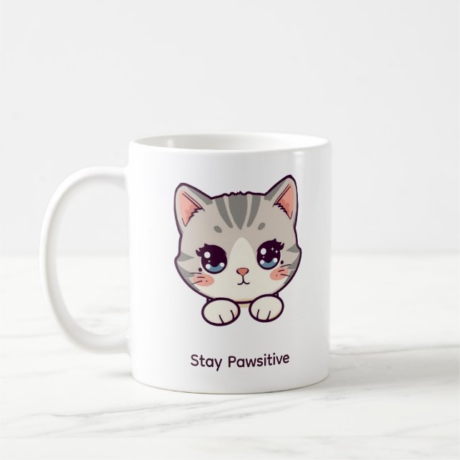 Restez Pawsitive | Tasse de café personnalisée ave (Gauche)