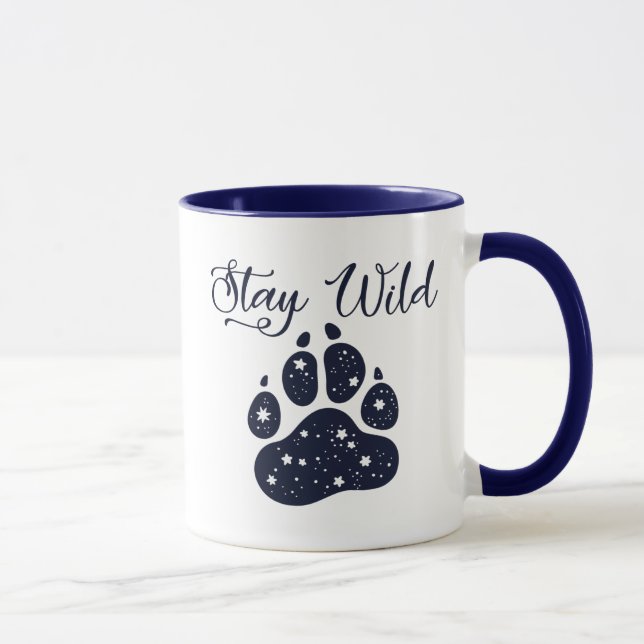 Restez sauvage Loup Paw Mug (Droite)