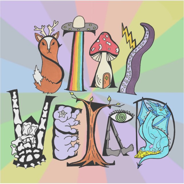 Restez un autocollant de vinyle bizarre (Devant)