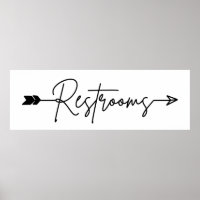 Restrooms direction sign right, party arrow Poster