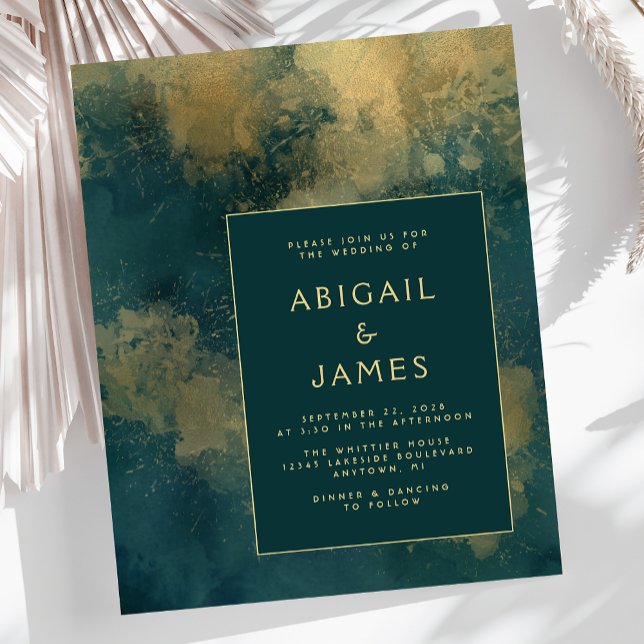 Résumé de budget aquarelle sarcelle or mariage (Créateur téléchargé)