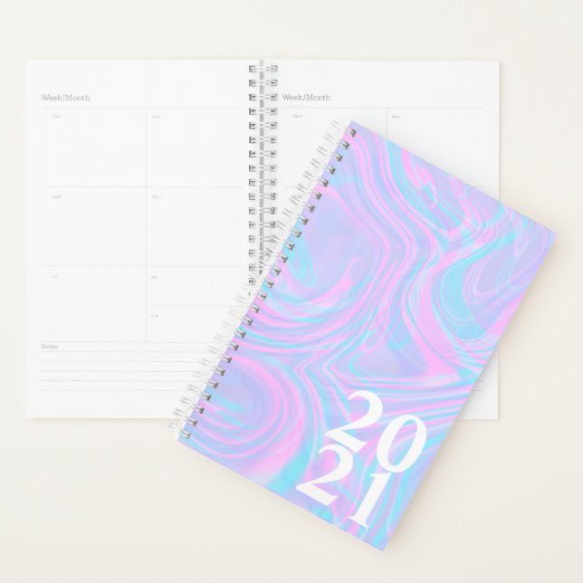 Résumé Marbre Rose Abstrait 2021 Violet Turquoise  (Devant avec enveloppe)