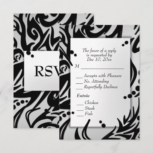 Résumé Tribal Argent avec Menu RSVP (Devant / Derrière)