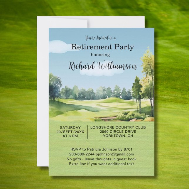 Retirement Party Watercolor Golf Theme Invitation (Créateur téléchargé)