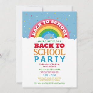 Retour À La Fête De L'École Invitation Arc En Ciel