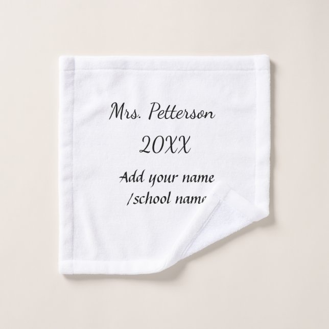 Retour à l'école ajouter nom de l'enseignant année (Gant de toilette)