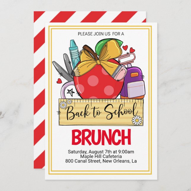 Retour à l'école Brunch Invitation (Devant / Derrière)