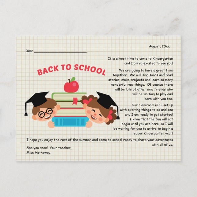 Retour à l'école Carte postale de voeux de l'ensei (Devant)