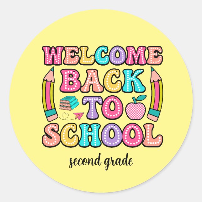 Retour à l'école élémentaire coloré Autocollant (Devant)