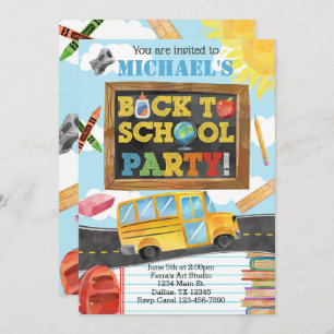 Retour à l'école Invitation à la fête d'anniversai