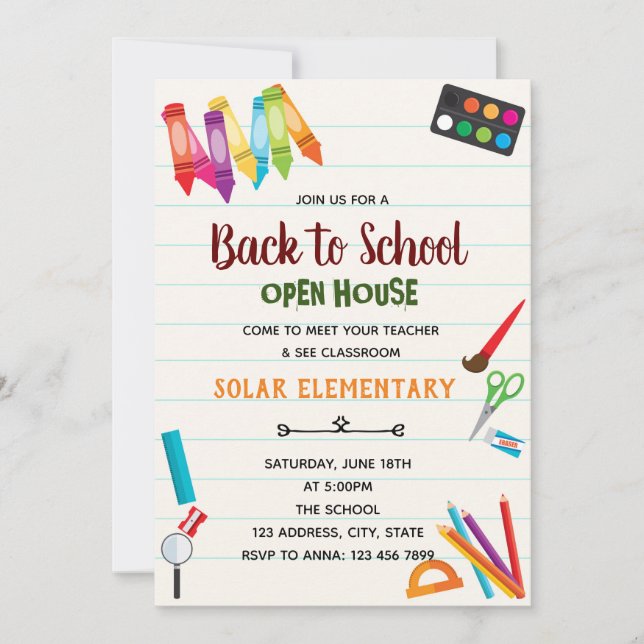 Retour à l'école invitation à thème (Devant)