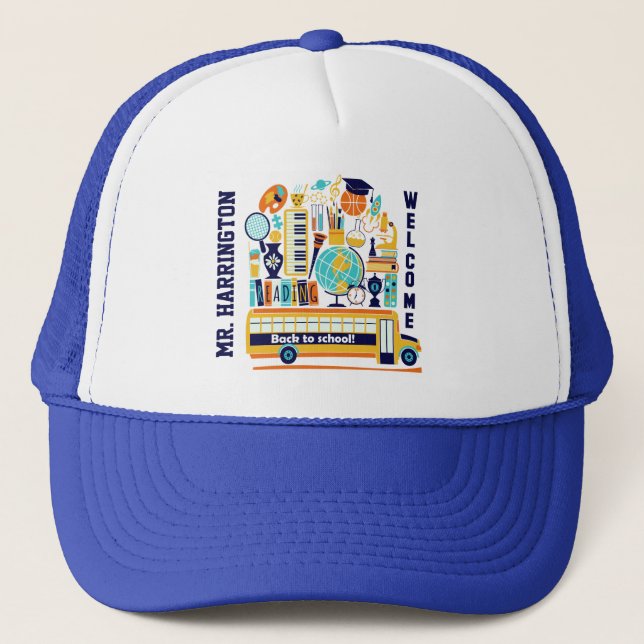 Retour à l'école nom personnalisé casquettes (Devant)