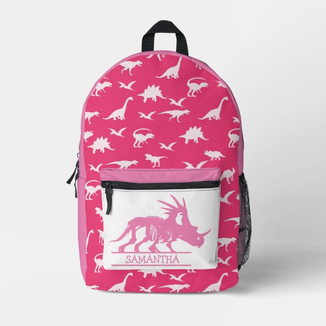Retour à l'école Pink Dino thème Sac à dos imprimé (Recto)