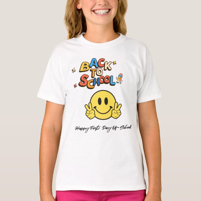 Retour à l'école souriant Visage T-shirt (Devant)