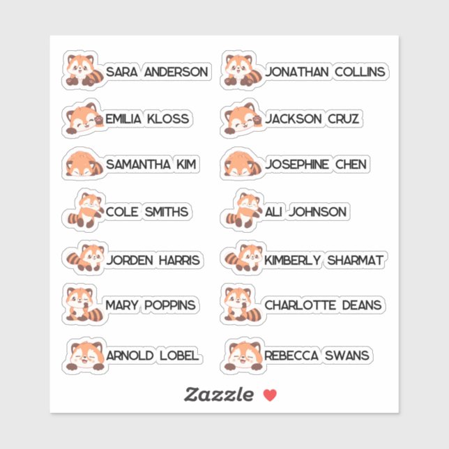 Retour à l'école - Stickers de nom de renards mali (Feuille)