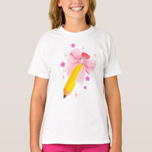 Retour à l'école T-shirt mignon - Crayon et nœud p