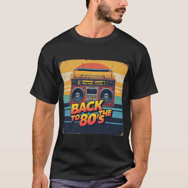 Retour au T-shirt Boombox Gen X des années 80 (Devant)