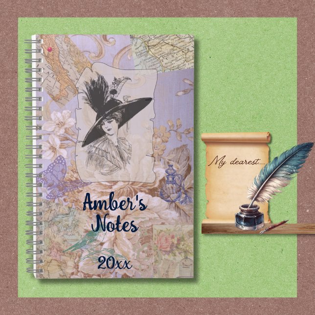 Retour dans le temps, Carnet Vintage (Notebooks are available in multiple sizes, and various types of interior page designs.)