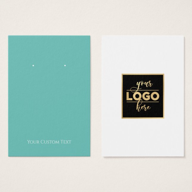 Retour Logo Turquoise Aqua Blue Earring Carte d'af (Devant & derrière)