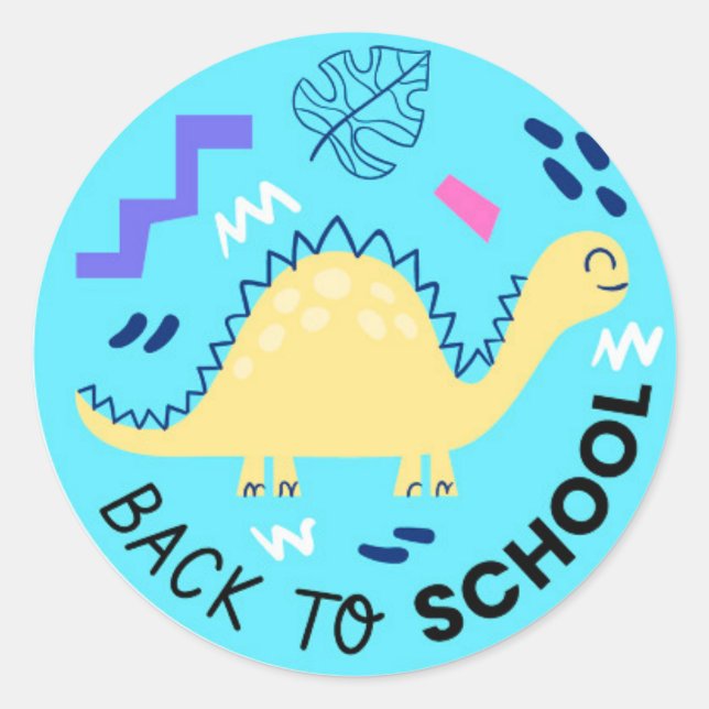 Retourner à l'école Sticker rond classique Dinosau (Devant)