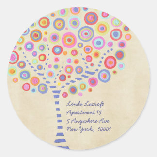 Retourner l'adresse Candy Retro Tree Étiquette Sti