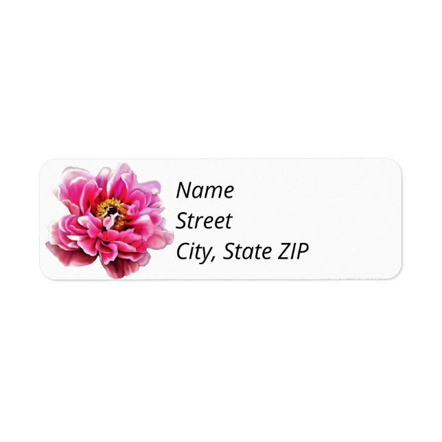 Retourner les étiquettes d'adresse Pink Peony. (Devant)