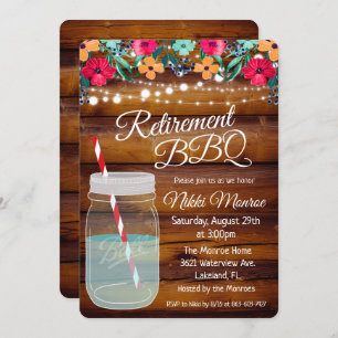 Retraite BBQ Mason Jar Invitation