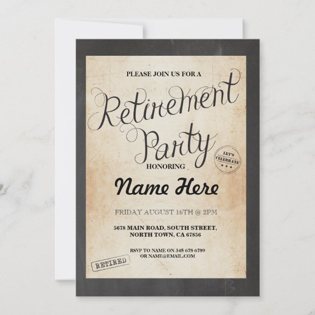 Retraite de la partie Invitation Vintage retraitée (Devant)