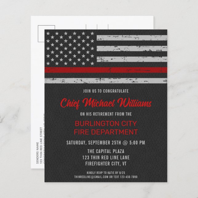 Retraite des pompiers de la ligne rouge mince du b (Devant / Derrière)