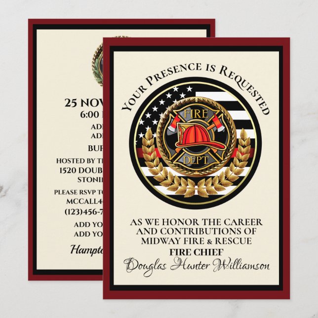 Retraite des pompiers / Invitation de reconnaissan (Devant / Derrière)
