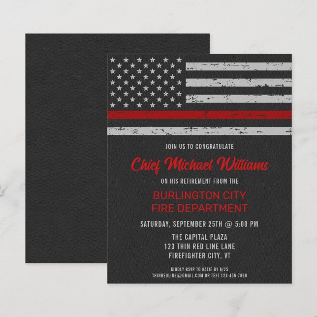 Retraite du pompier budgétaire Invitation léger de (Devant / Derrière)