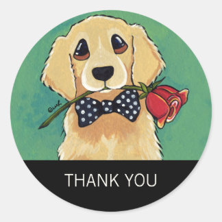 Retriever d'or avec Stickers Merci Rose