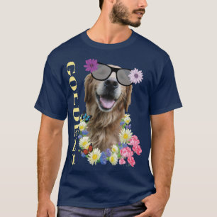 Retriever d'or avec T-shirt lunettes de soleil à f