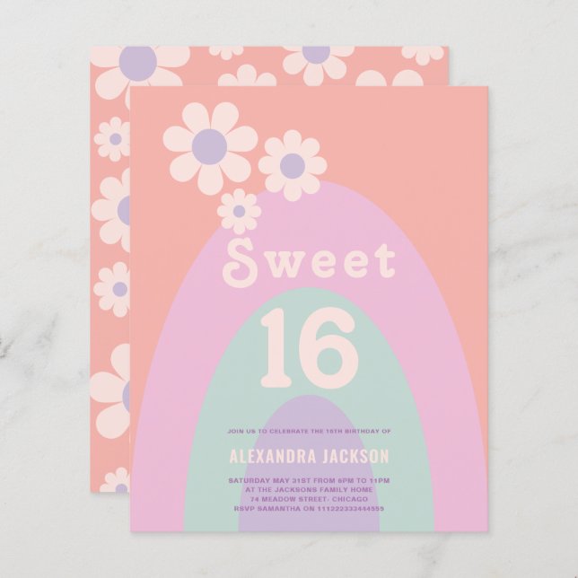 Retro 16e fête d'anniversaire (Devant / Derrière)