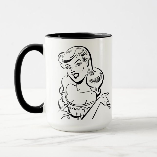 Retro 1950s Pin-Up Comic Girl Mug (Gauche)
