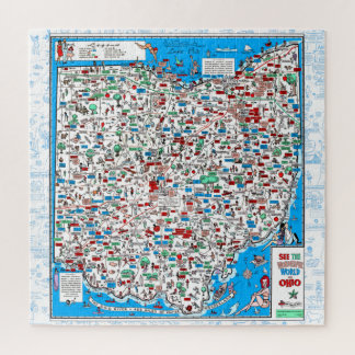 Retro 1966, carte de l'Ohio puzzle 20" x 20" 676 p