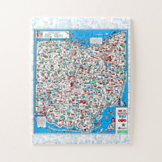 Retro 1966 carte Ohio puzzle 11"x14" 30 pcs