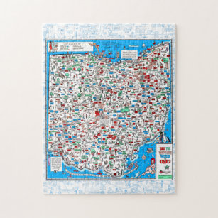Retro 1966 Ohio map jigsaw puzzle 11"x14" 252 pcs