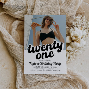 Retro 21e Invitation anniversaire   Vingt et un