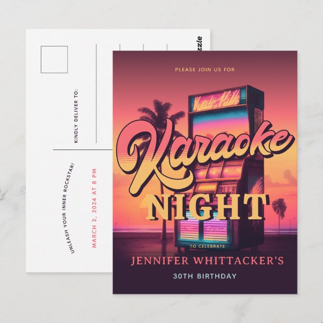 Retro 30e anniversaire Karaoke Party Invitation (Devant / Derrière)
