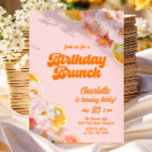 Retro 30th Birthday Invitation<br><div class="desc">Brunch Floral & Bubbly Anniversaire Brunch Invitation dans un thème rose vif et oranges et une touche rétro.</div>
