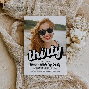 Retro 30th Birthday Invitation   Trente anniversai