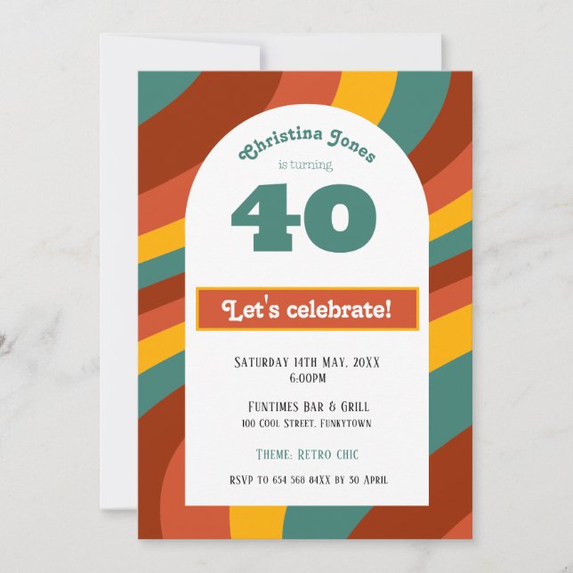 Retro 40e invitation anniversaire (Devant)