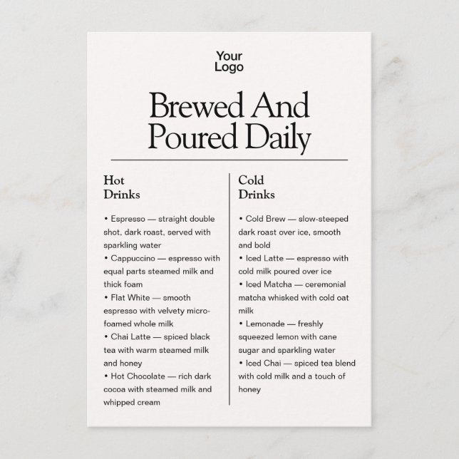 Retro 4 List Logo White Ivory Business Menu (Devant)