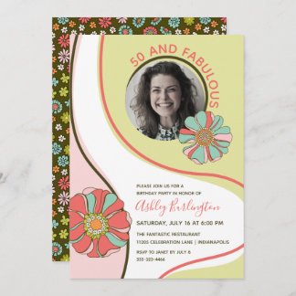 Retro 50 & Fabuleux Super Floral Photo Invitation