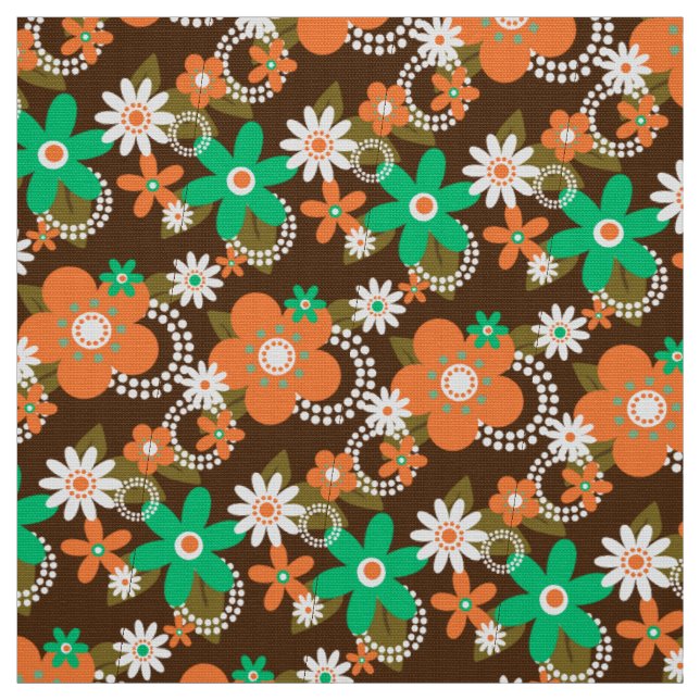 rétro 60 les années 70 tissu de fleurs v2 (Échantillon)